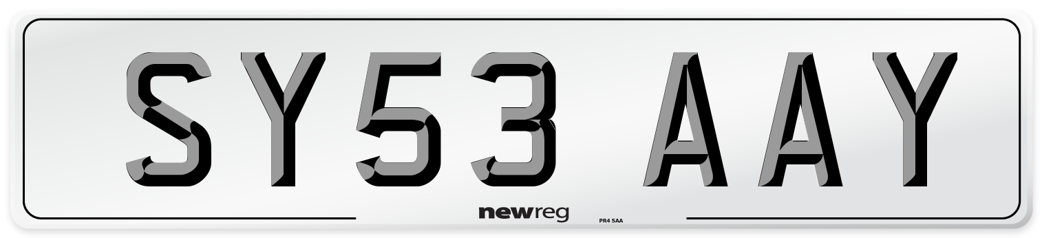 SY53 AAY Number Plate from New Reg